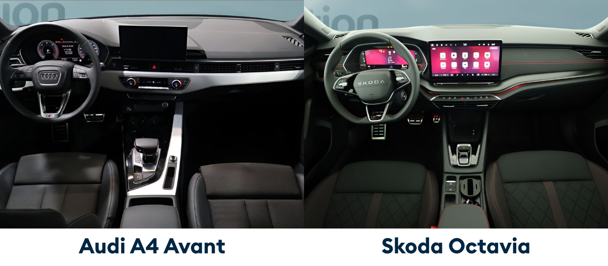 Innenraum Audi A4 Avant und Skoda Octavia Combi im Vergleich