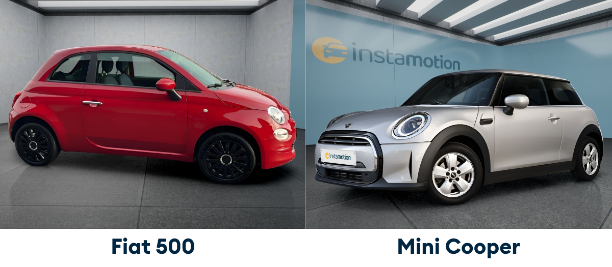 Fiat 500 und MINI Cooper – Größenvergleich von außen