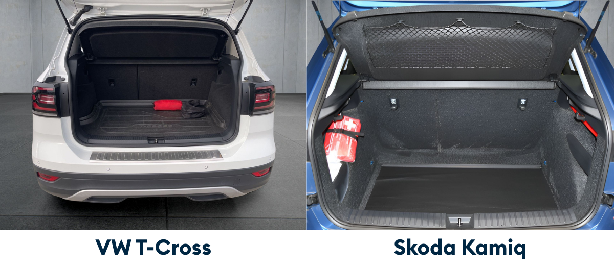 VW T-Cross und Skoda Kamiq – Platz- und Kofferraumvergleich