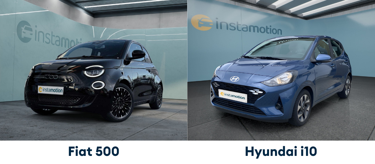 Hyundai i10 und Fiat 500 im Außenvergleich