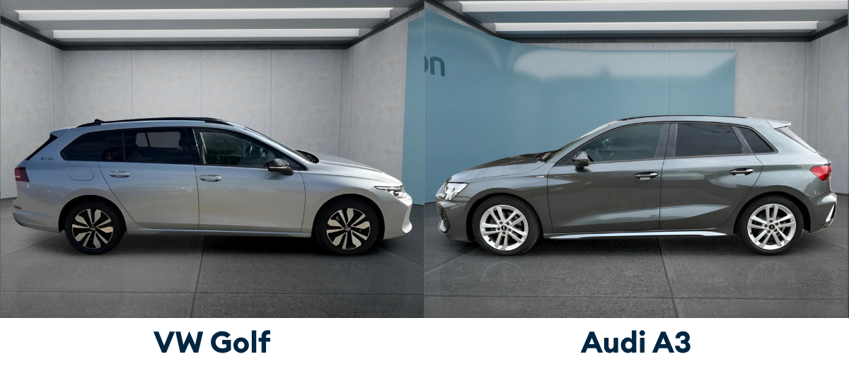 VW Golf und Audi A3 im Außenvergleich