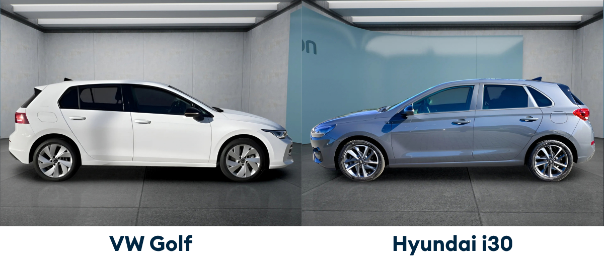 VW Golf und Hyundai i30 im Außenvergleich