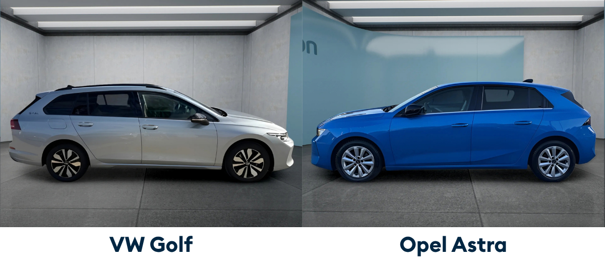 VW Golf und Opel Astra im Außenvergleich
