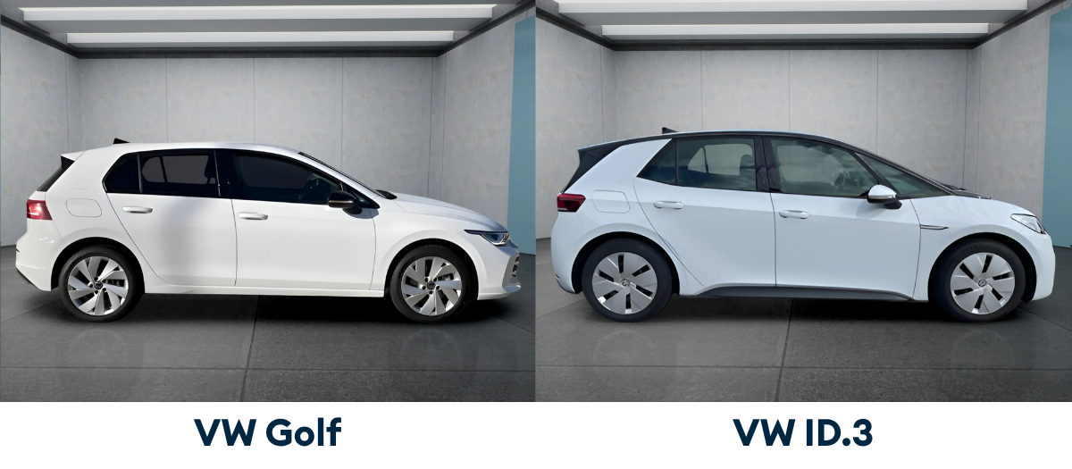 VW Golf und VW ID.3 im Außenvergleich