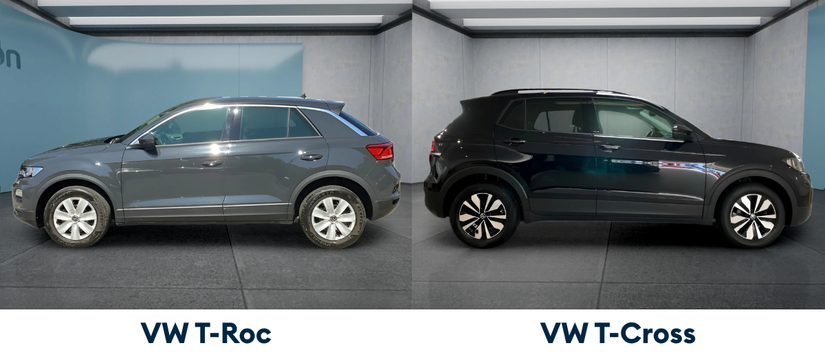 VW T-Roc und VW T-Cross im Außenvergleich